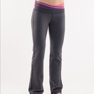 Lululemon grey Astro pant pink red waist flare
